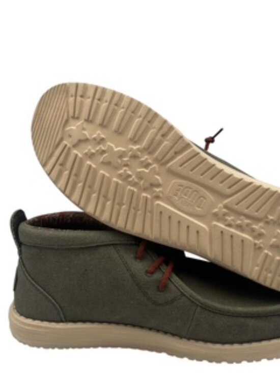 NEW Hey Dude Wally Men’s 10 Mid Boots Waxed Canvas Olive NWT main image 9